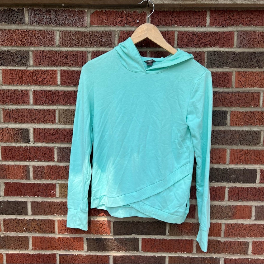 Eddie Bauer Teal Blue Surplice Hem Pullover Hoodie Sweatshirt